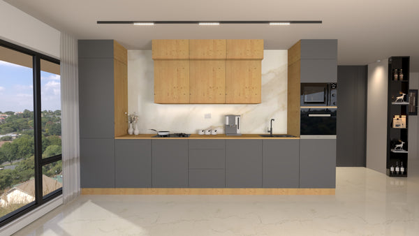 Nexa Küchenzeile KÜ-LN-004 – Woodline & Grau