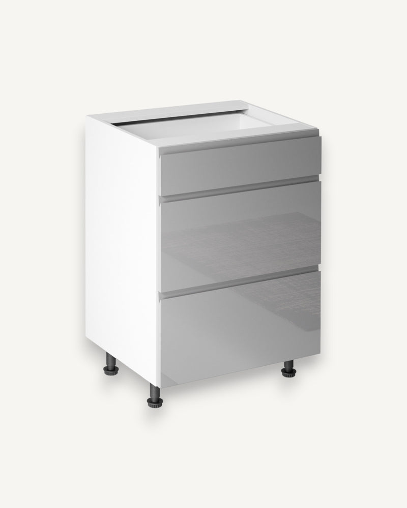 Unterschrank 60 cm - Velmora D60S3 Grau/Hochglanz