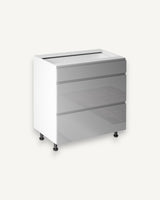 Unterschrank 80 cm - Velmora D80S3 Grau/Hochglanz