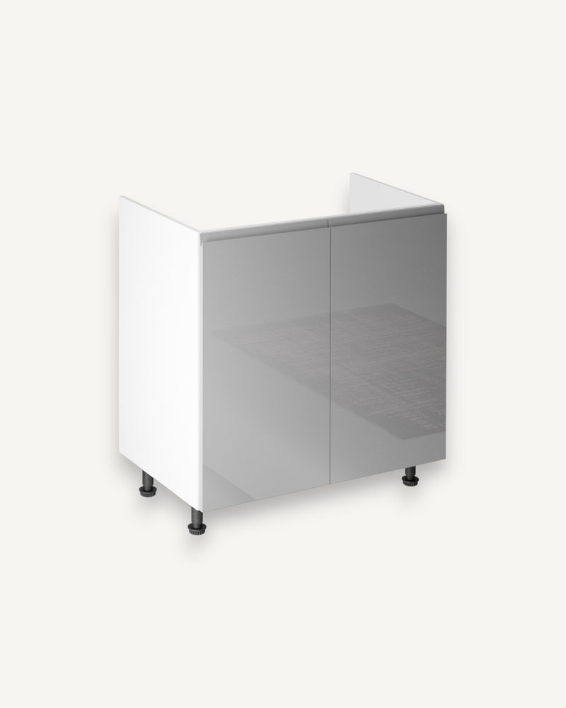 Spülenschrank 80 cm - Velmora D80Z Grau/Hochglanz