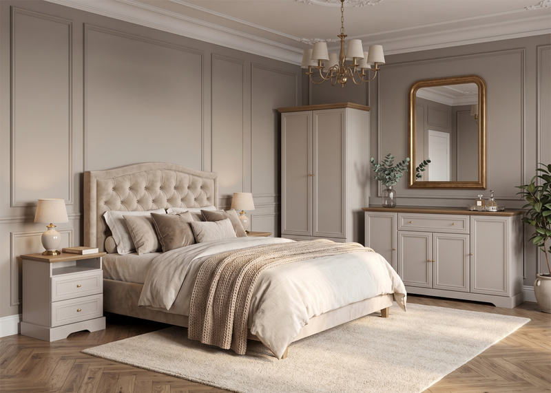 Castello Schlafzimmer-Set 4-teilig – Stilvolle Landhausmöbel in Kaschmir / Mavelie Eiche