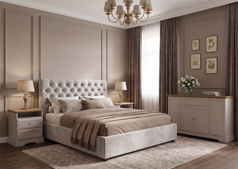 Castello Schlafzimmer-Set 3-teilig – Stilvolle Landhausmöbel in Kaschmir / Mavelie Eiche