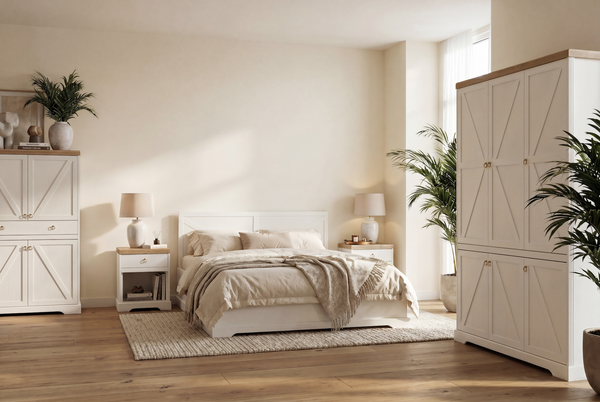 Bellmont Schlafzimmer-Set 5-teilig – Klassische Eleganz in Opalweiß / Cremona Eiche