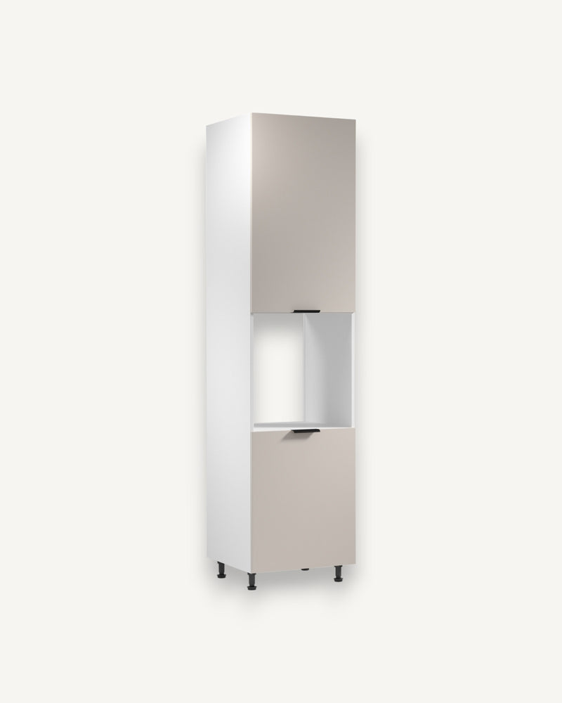 Mikrowellenumbauschrank D60PWN L/L - Sorento Weiß Beige - Praktische Aufbewahrung rund um den Herd.