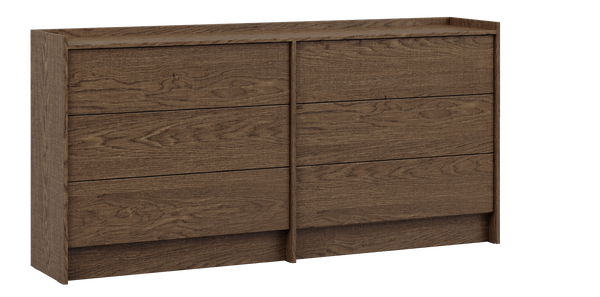 Akari Kommode Modern Elegant – Stilvolle große 6-Schubladen Kommode mit Push-to-Open System in Baltic Storm Eiche