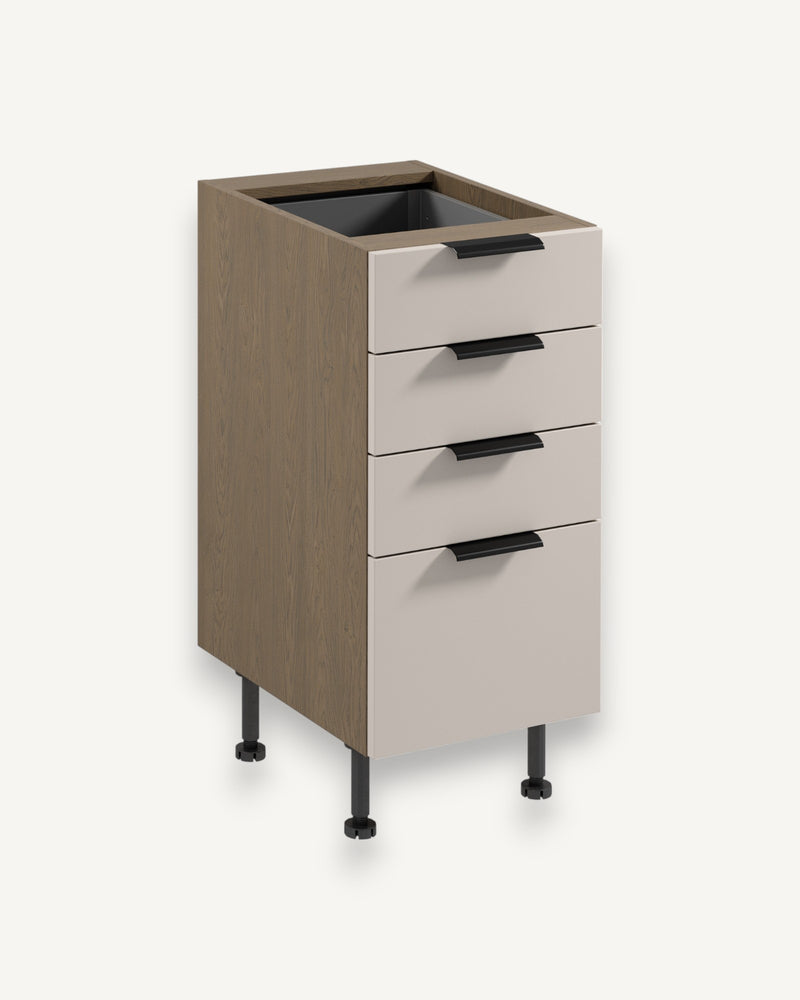 Unterschrank D40S4 AX – Sorento Beige – Viel Stauraum für kleine Küchen.