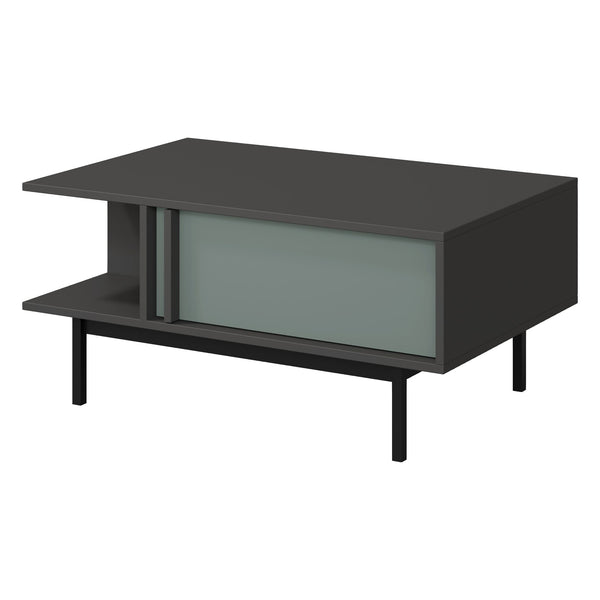Alsy Couchtisch 93 cm mit Schublade und offenem Fach – Anthrazit / Aloe