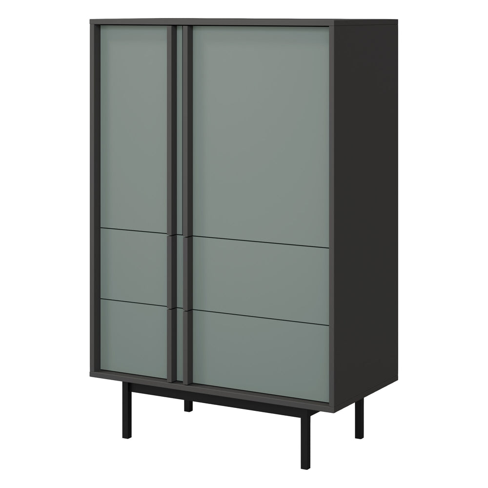 Alsy Highboard 83 cm mit 2 Türen und 2 Schubladen – Anthrazit / Aloe