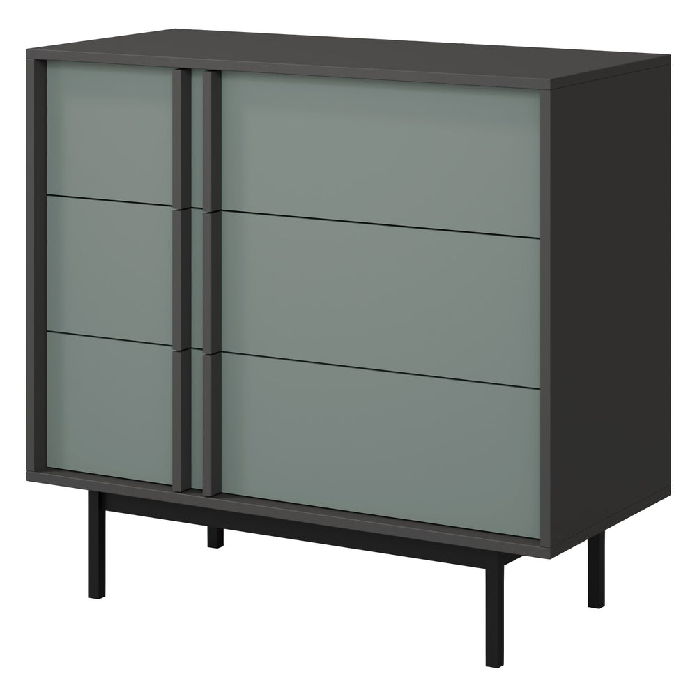 Alsy Kommode 93 cm mit 3 Schubladen – Anthrazit / Aloe