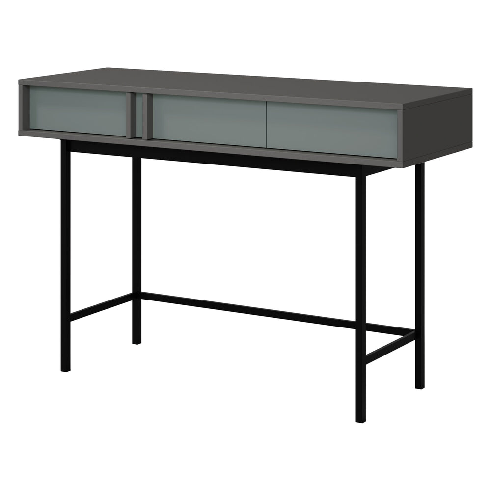 Alsy Konsolentisch 123 cm mit 2 Schubladen und Metallgestell – Anthrazit / Aloe
