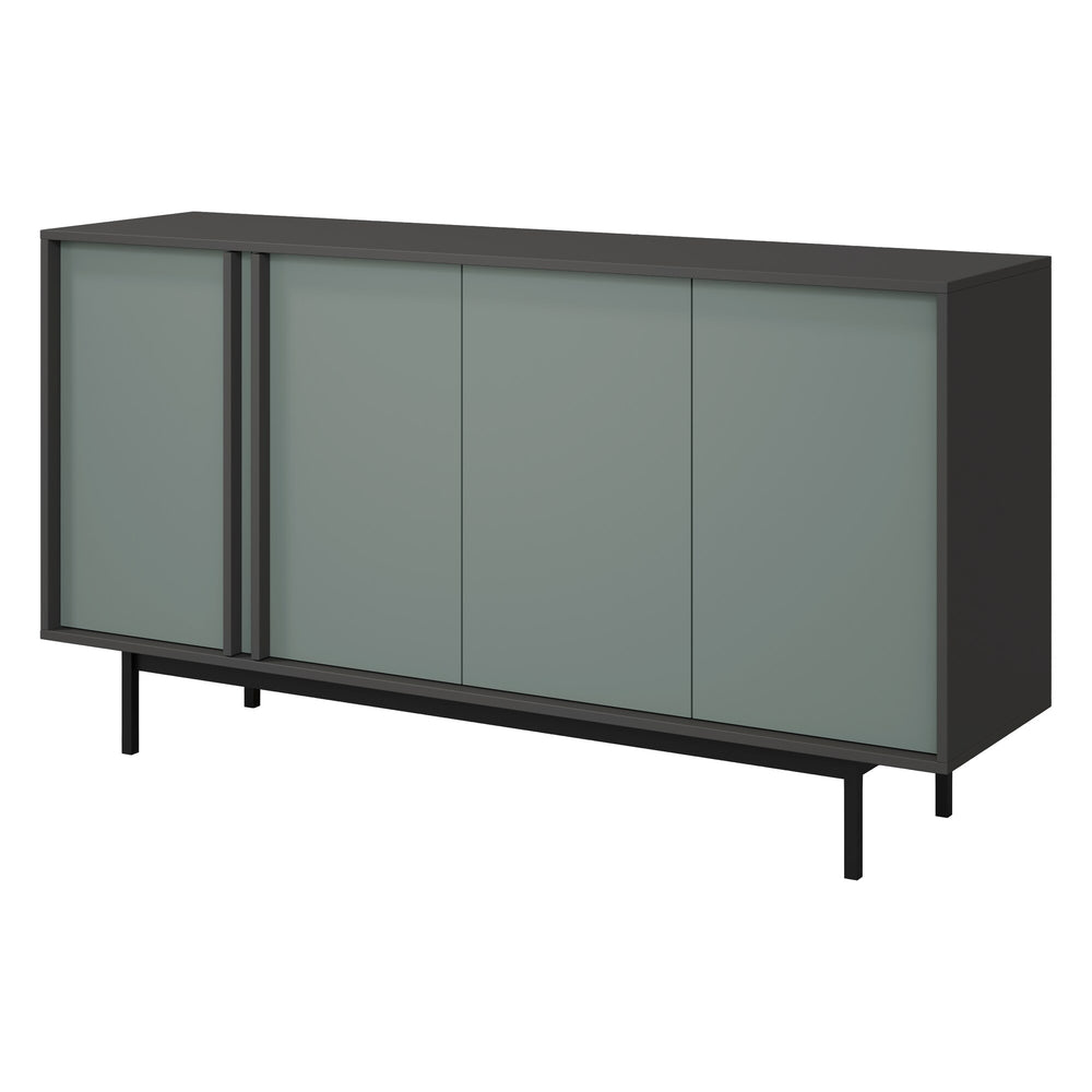 Alsy Sideboard 163 cm mit 4 Türen – Anthrazit / Aloe