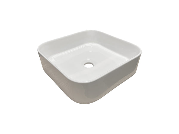 Aufsatzwaschbecken 37,5 × 37,5 cm – Weiß, glänzend, quadratisch