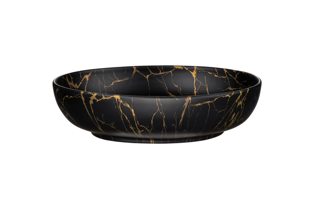 Aufsatzwaschbecken 52 × 39,5 cm – Schwarz, Gold, matt, oval