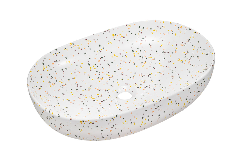 Aufsatzwaschbecken 60 × 41,5 cm – Matt Terrazzo, matt, oval