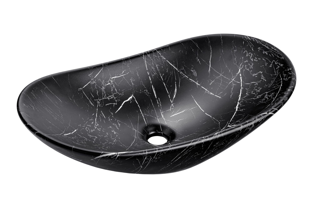 Aufsatzwaschbecken 61,5 × 36 cm – Schwarz, matt, oval