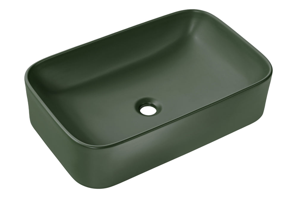 Aufsatzwaschbecken 61 × 38 cm – Grün, matt, eckig