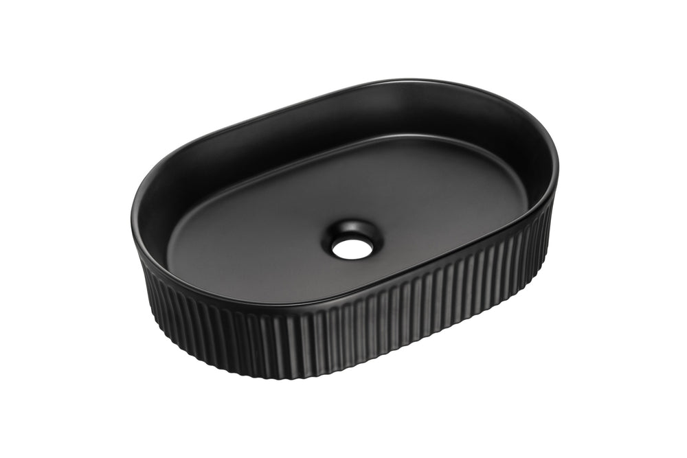 Aufsatzwaschbecken Bellona 48 × 32,5 cm – Schwarz, matt, oval