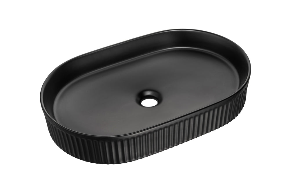 Aufsatzwaschbecken Bellona 56 × 36 cm – Schwarz, matt, oval