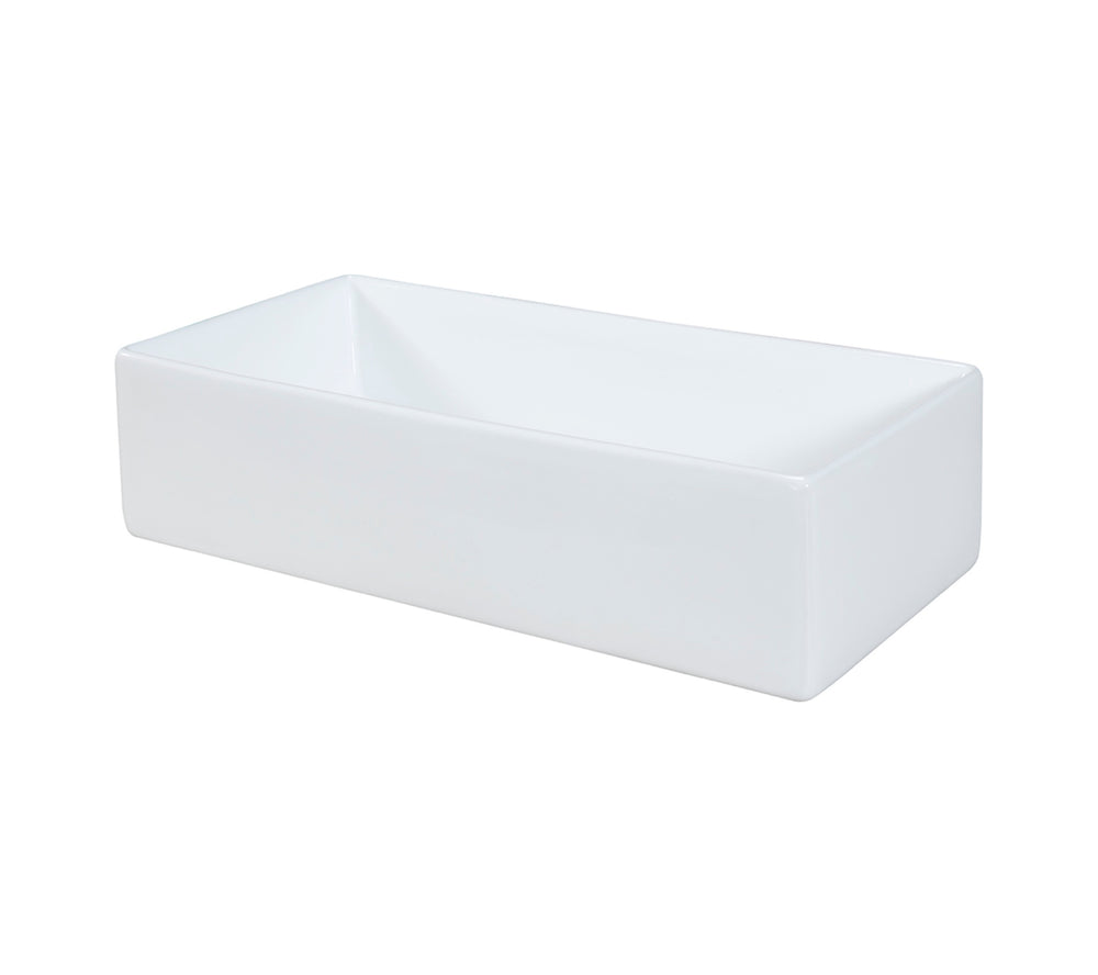 Aufsatzwaschbecken Gaia 45 × 22 cm – Weiß, glänzend, eckig