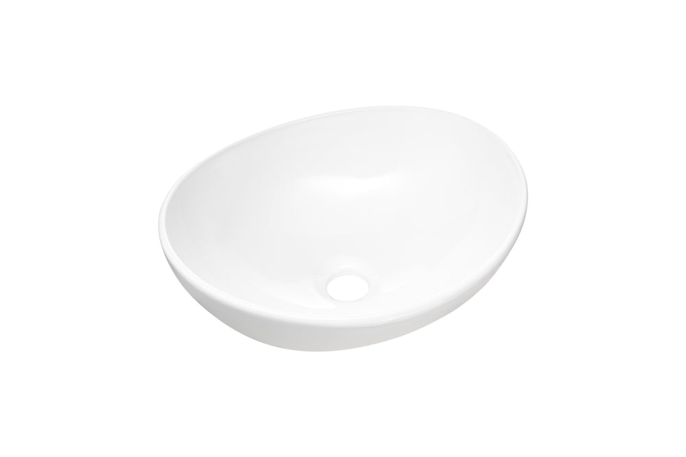 Aufsatzwaschbecken Lolea 40,5 × 33 cm – Weiß, glänzend, oval