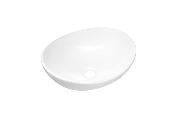 Aufsatzwaschbecken Lolea 40,5 × 33 cm – Weiß, glänzend, oval