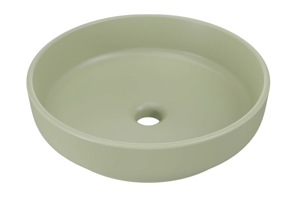 Aufsatzwaschbecken Riva I 40 × 40 cm – Grün, matt, rund – Olivgrün