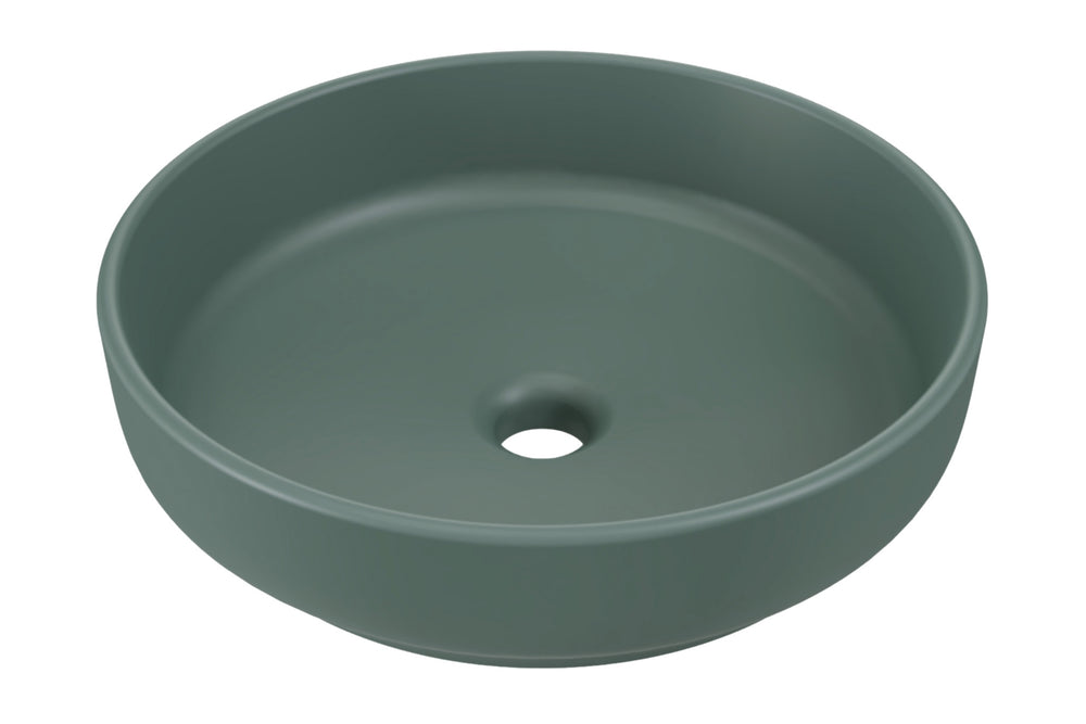 Aufsatzwaschbecken Riva I 40 × 40 cm – Grün, matt, rund – Waldgrün