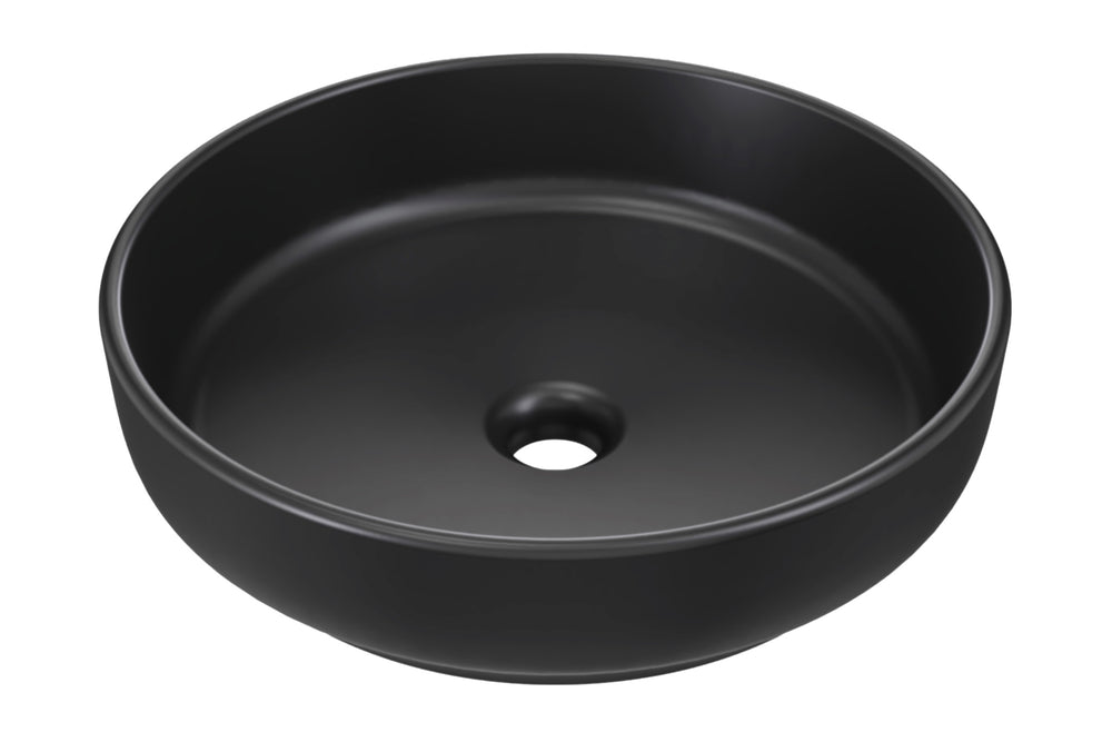 Aufsatzwaschbecken Riva I 40 × 40 cm – Schwarz, matt, rund