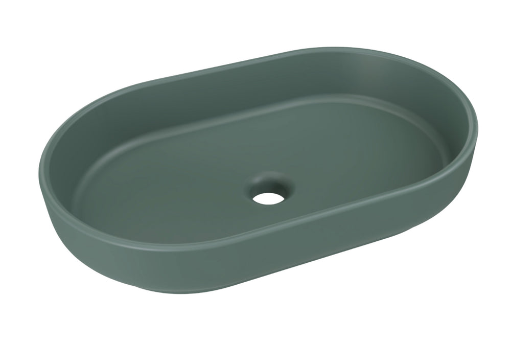 Aufsatzwaschbecken Riva II 55 × 35 cm – Grün, matt, oval – Waldgrün