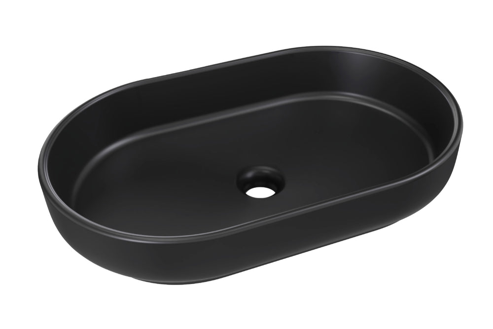 Aufsatzwaschbecken Riva II 55 × 35 cm – Schwarz, matt, oval