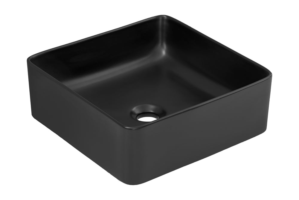 Aufsatzwaschbecken Slima 37 × 37 cm – Schwarz, matt, quadratisch