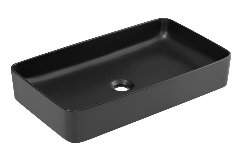 Aufsatzwaschbecken Slima 61 × 34 cm – Schwarz, matt, eckig
