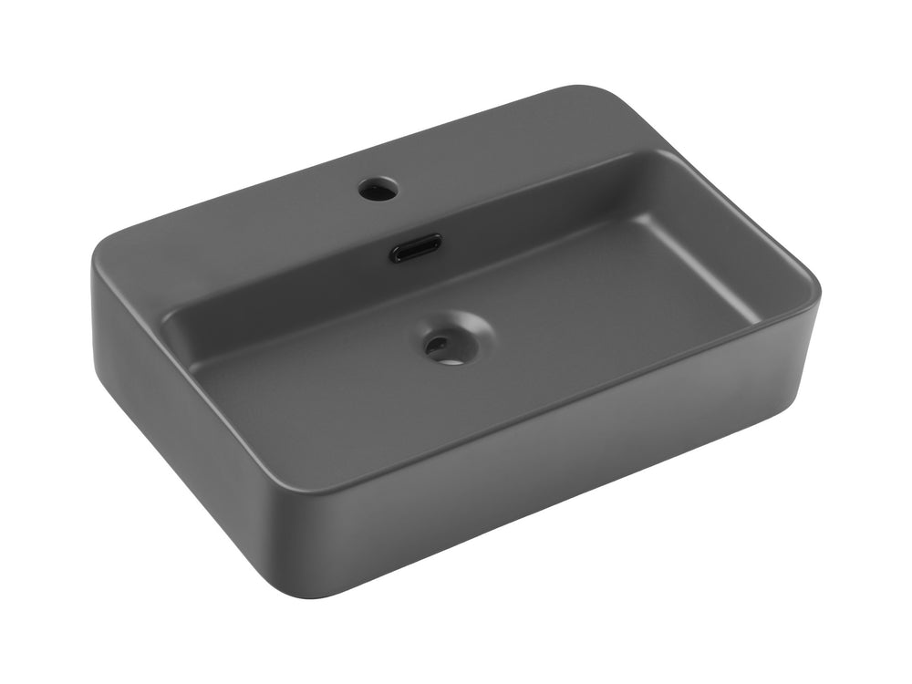 Aufsatzwaschbecken Trusta 55 × 38 cm – Dunkelgrau, matt, eckig