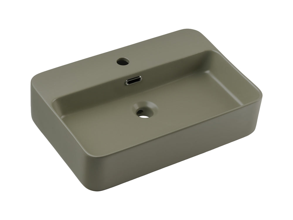 Aufsatzwaschbecken Trusta 55 × 38 cm – Grün, matt, eckig