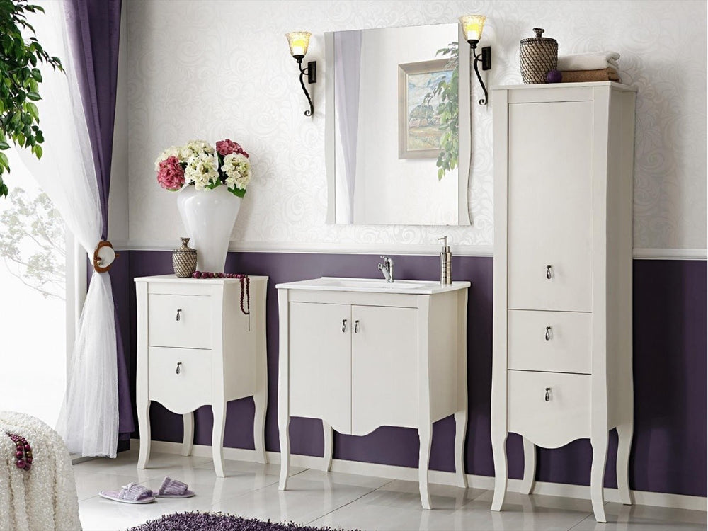 Badezimmer-Hängeschrank Elisara Weiß 45 × 82 × 36 cm mit 2 Schubladen