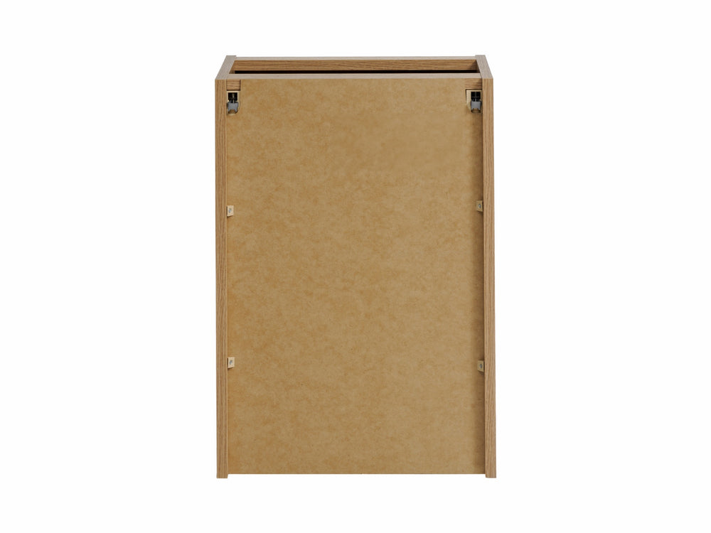 Badezimmer-Hängeschrank Novira Coast Evoke Eiche 40 × 57 × 39 cm mit Wäschekorb – Chrom glänzend
