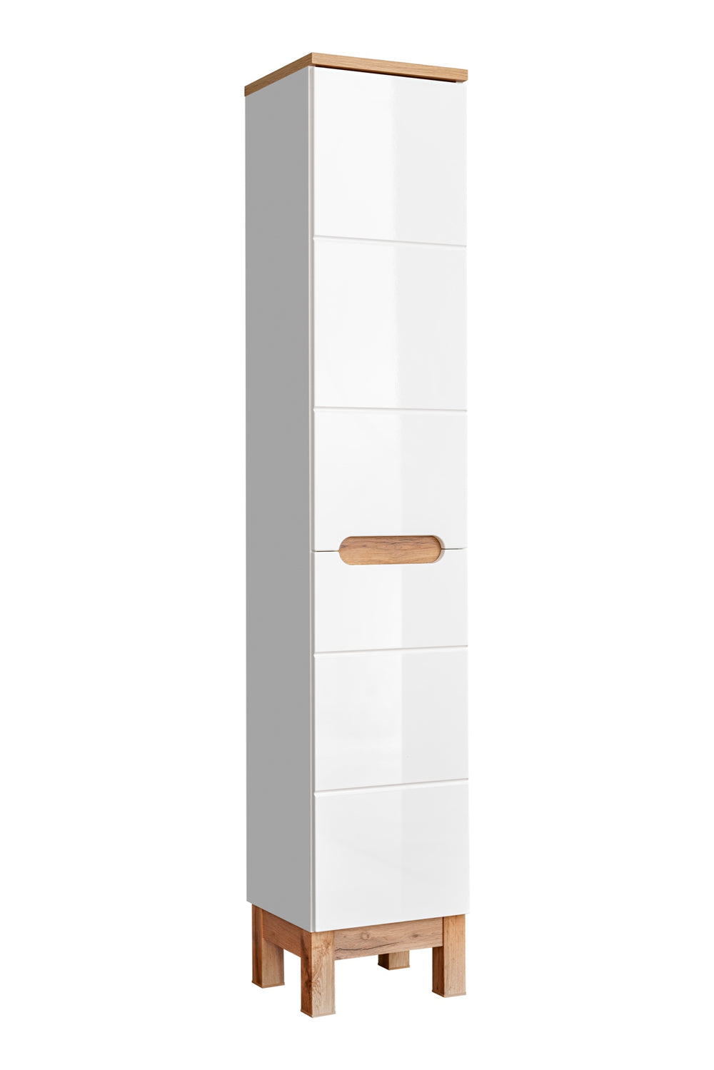 Badezimmer-Hochschrank Balvina Weiß Hochglanz 35 × 187 × 33 cm mit 2 Türen