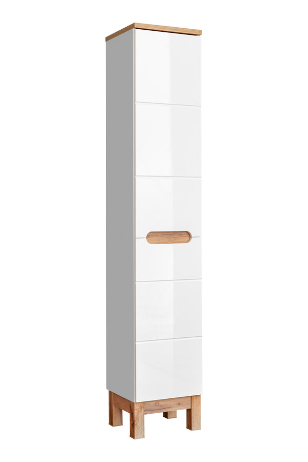 Badezimmer-Hochschrank Balvina Weiß Hochglanz 35 × 187 × 33 cm mit 2 Türen