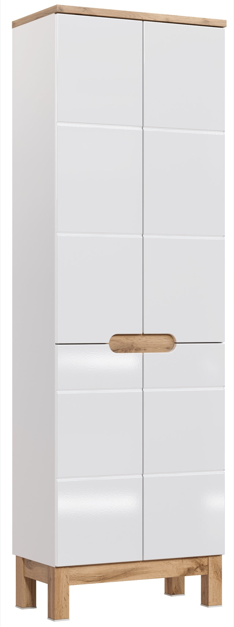 Badezimmer-Hochschrank Balvina Weiß Hochglanz 60 × 187 × 33 cm mit 4 Türen