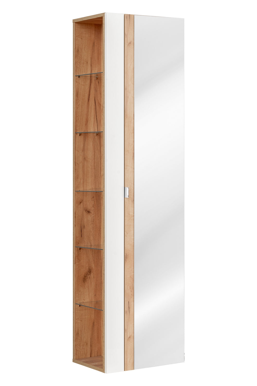 Badezimmer-Hochschrank Caprena Weiß Hochglanz 45 × 170 × 33 cm mit 1 Tür