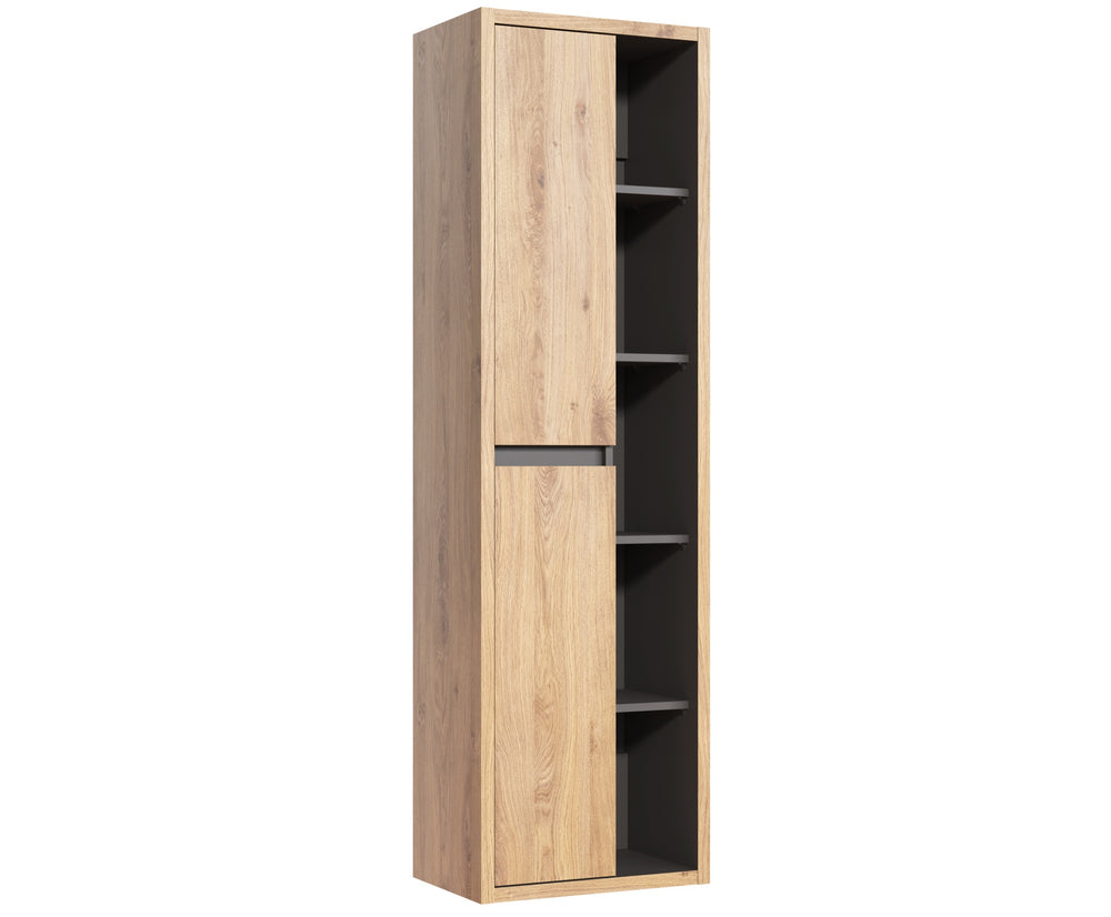 Badezimmer-Hochschrank Devara Shetland Eiche 50 × 170 × 33 cm mit 2 Türen