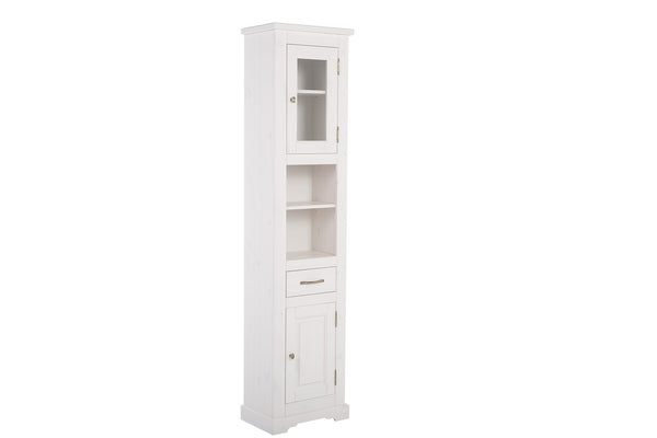 Badezimmer-Hochschrank Romanza Weiß 45 × 190 × 30 cm mit 2 Türen und 1 Schublade