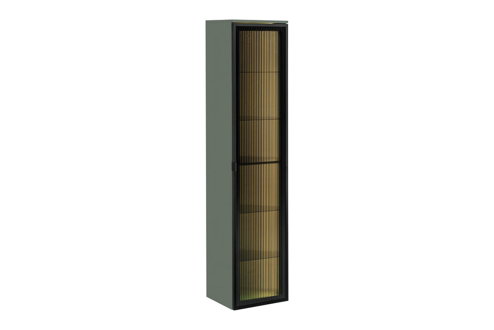 Badezimmer-Hochschrank Sombrela Glass 40 × 172 × 35 cm mit 1 Tür, mit LED-Beleuchtung