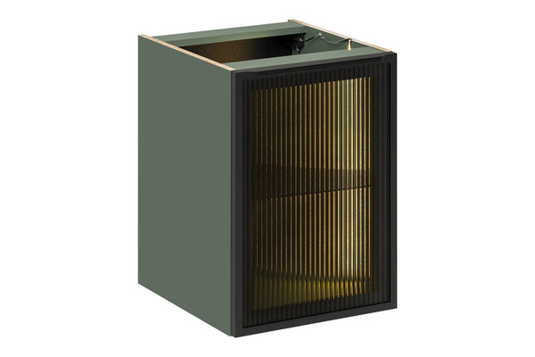 Badezimmer-Unterschrank Sombrela Glass 40 × 57 × 46 cm mit 1 Tür, mit LED-Beleuchtung