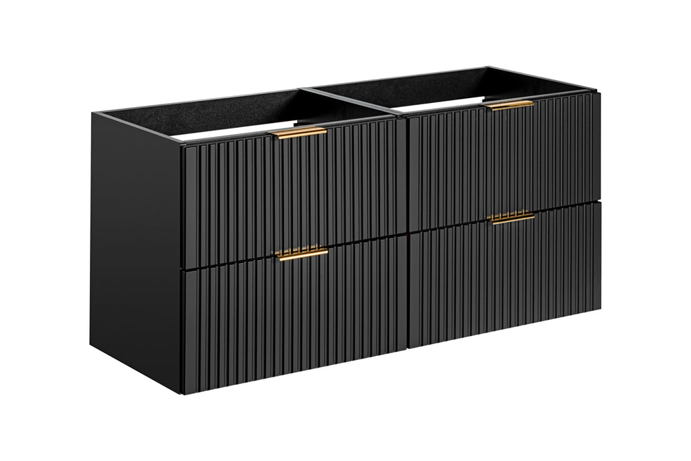 Badmöbel-Set Ardena Schwarz 120 cm – 2 × Waschbeckenunterschrank