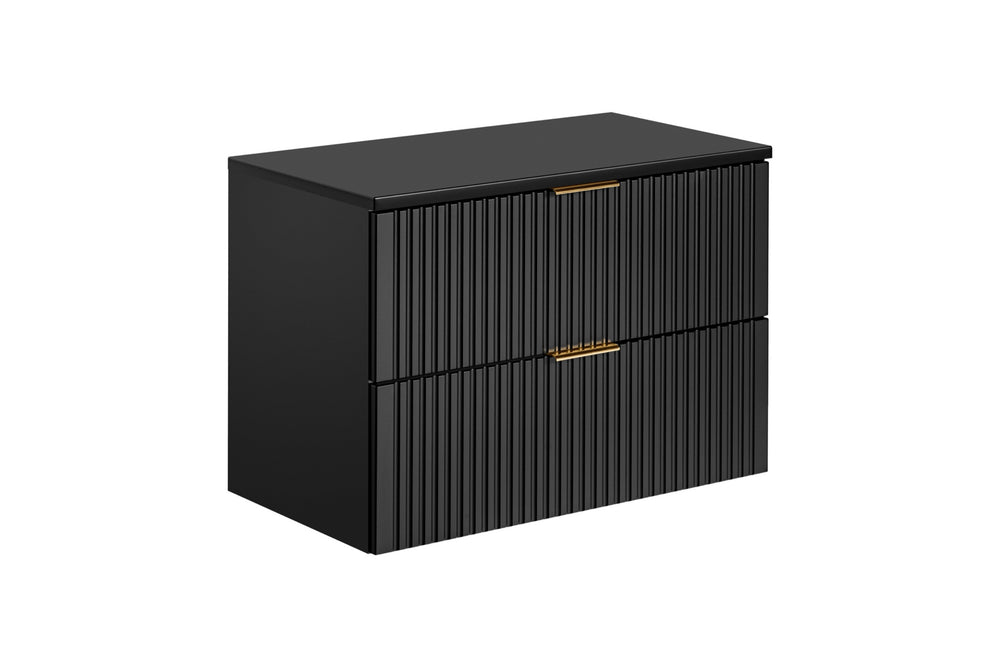 Badmöbel-Set Ardena Schwarz 80 cm – Waschbeckenunterschrank + Waschtischplatte