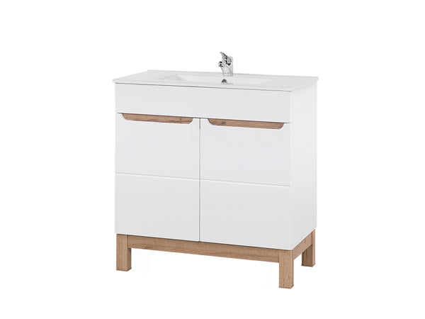 Badmöbel-Set Balvina Weiß 80 cm – Waschbeckenunterschrank + Badzubehör + Waschbecken