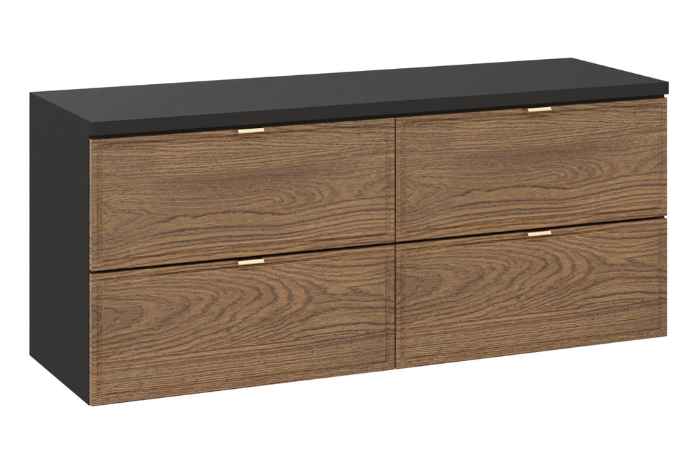 Badmöbel-Set Talvera Casella Eiche 120 cm – 2 × Waschbeckenunterschrank + Waschtischplatte