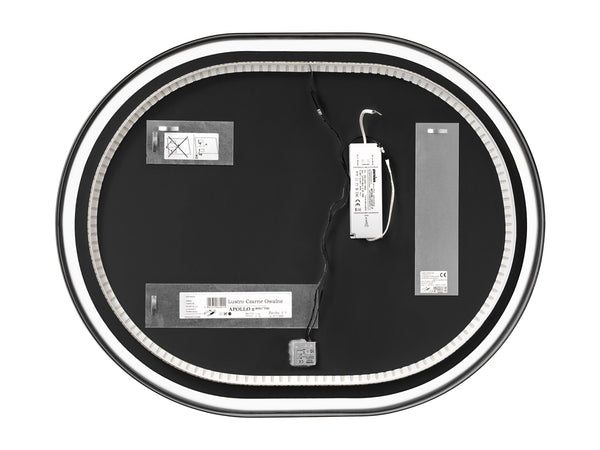 Badspiegel mit LED-Beleuchtung Apollon 70 × 90 cm – mit Rahmen, Rahmen Schwarz