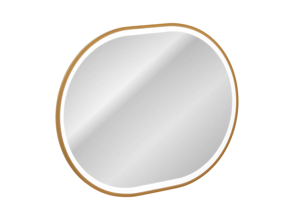 Badspiegel mit LED-Beleuchtung Apollon II 70 × 90 cm – mit Rahmen, Rahmen Gold